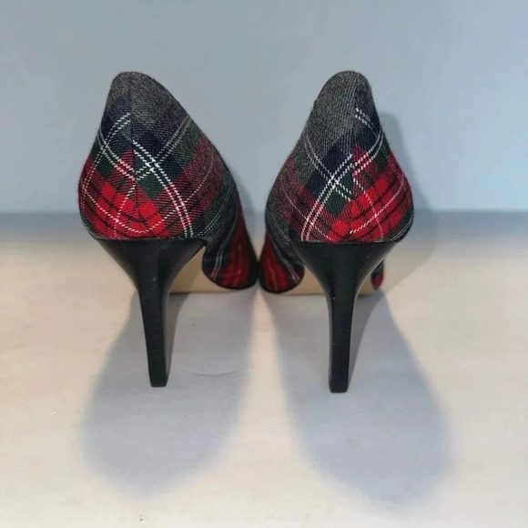 Talbots‎ red, grey, white tartan plaid versatile pump 2.75" heels size 5 1/2M - Picture 5 of 8